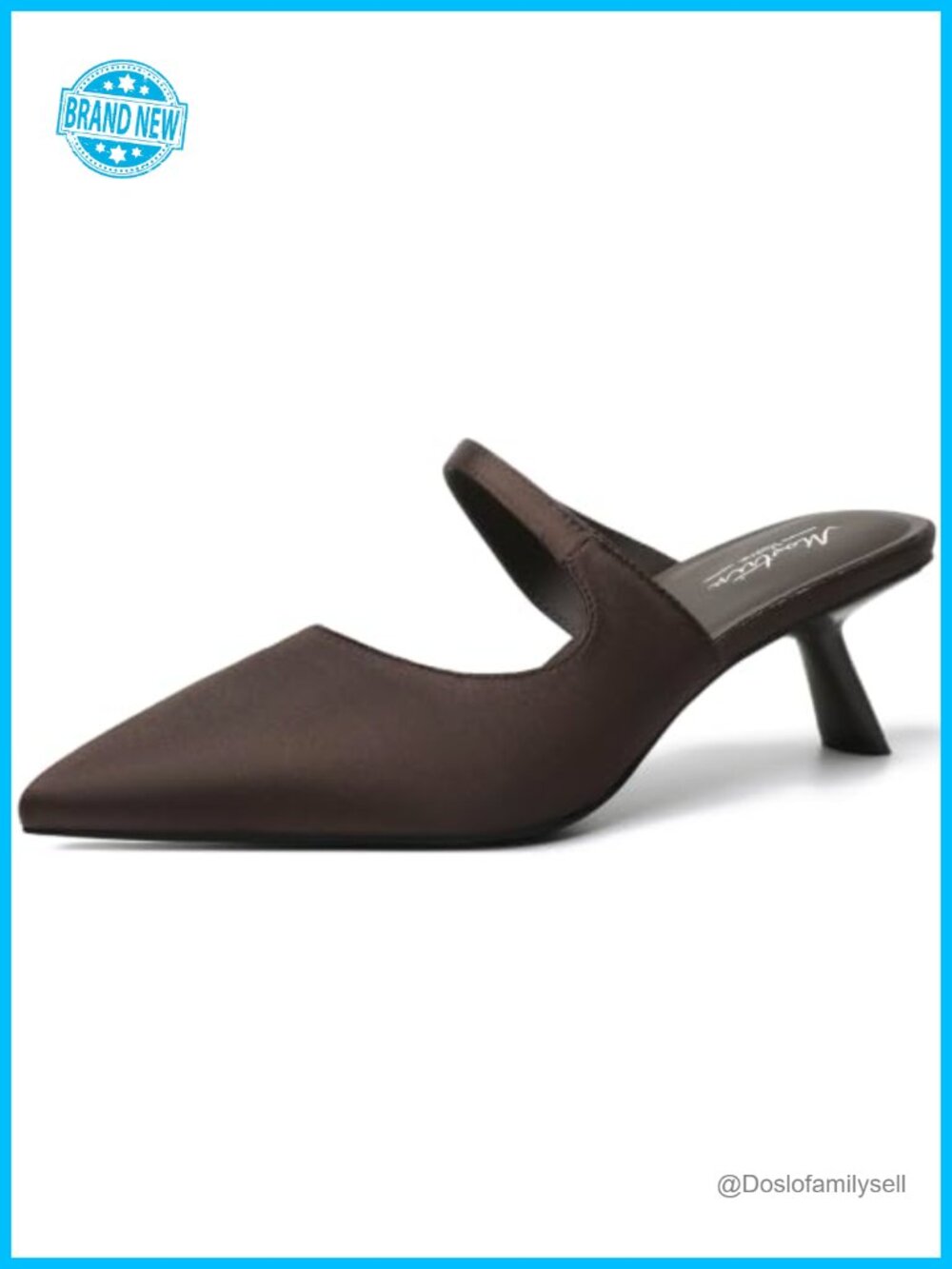Mostrin Kitten Heels Pointed Toe Satin Slingback Buckle Dress Shoes